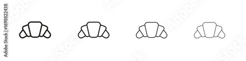 Croissant icon outline vector for web ui. Editable stroke.