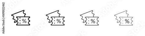 Coupon icon outline vector for web ui. Editable stroke.
