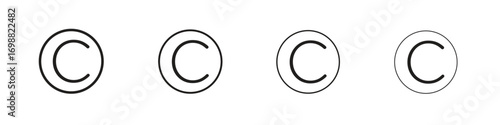 Copyright icon outline vector for web ui. Editable stroke.