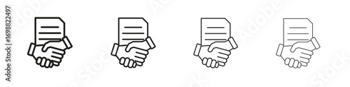 Contract icon outline vector for web ui. Editable stroke.