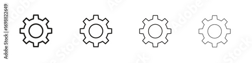 Cogwheel icon outline vector for web ui. Editable stroke.