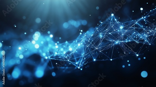 Abstract Digital Network Connecting Glowing Nodes in Futuristic Arrangement