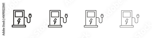 Charging station icon outline vector for web ui. Editable stroke.