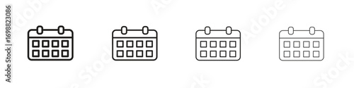 Calendar icon outline vector for web ui. Editable stroke.