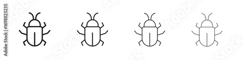 Bug icon outline vector for web ui. Editable stroke.