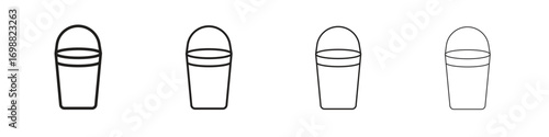 Bucket icon outline vector for web ui. Editable stroke.