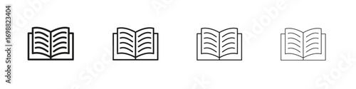 Book icon outline vector for web ui. Editable stroke.