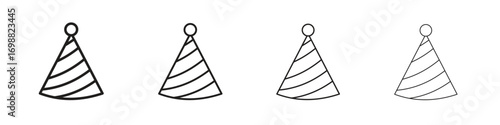 Birthday hat icon outline vector for web ui. Editable stroke.
