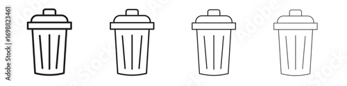 Bin icon outline vector for web ui. Editable stroke.