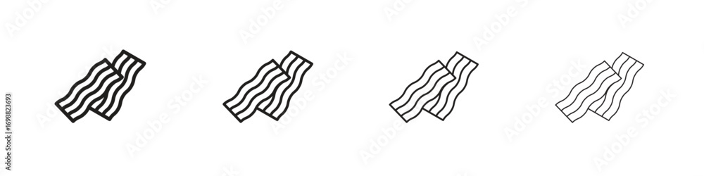 Obraz premium Bacon icon outline vector for web ui. Editable stroke.