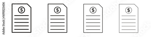Bank statement icon outline vector for web ui. Editable stroke.