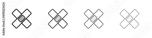 Band aid icon outline vector for web ui. Editable stroke.