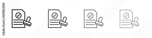 Approved document icon outline vector for web ui. Editable stroke.