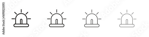Ambulance siren icon outline vector for web ui. Editable stroke.