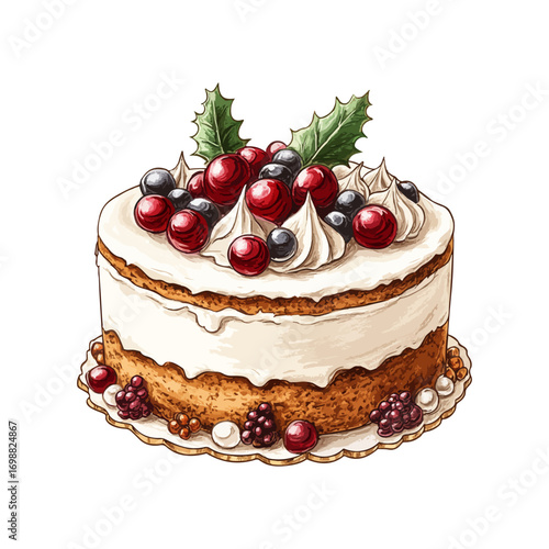 christmas cake hand drawn illustration