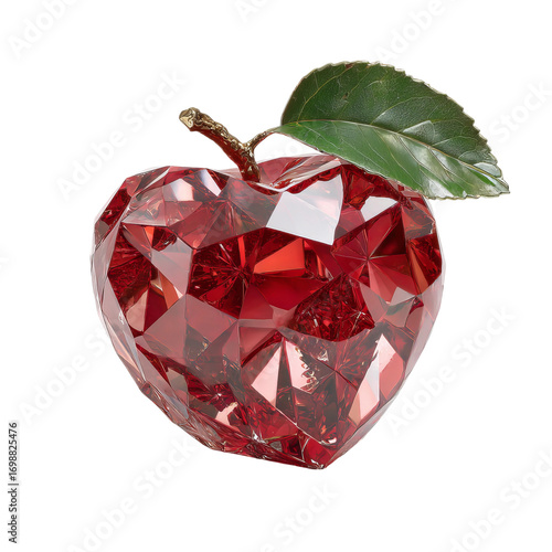 shiny red diamond shaped like an apple isolated on white
