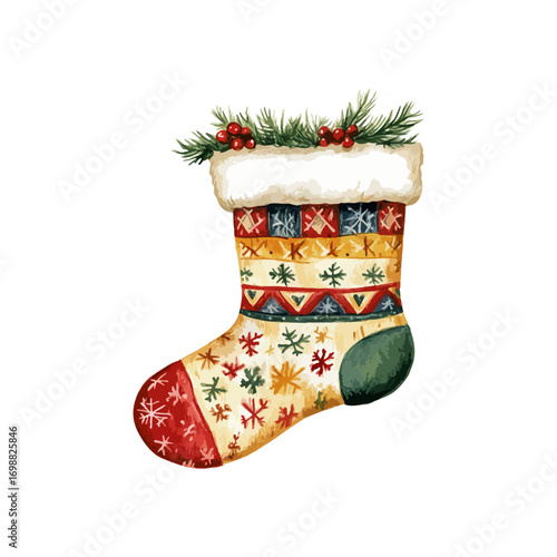 christmas sock hand drawn illustration