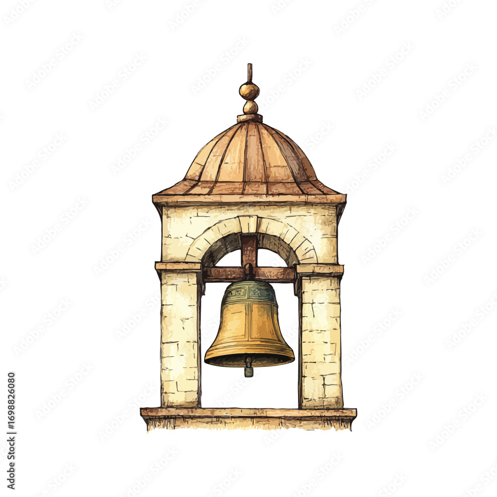 Fototapeta premium church bell hand drawn illustration
