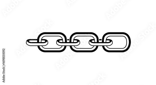 Simple black and white chain link design on white background