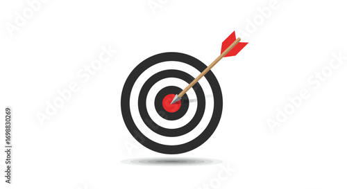 Minimalist bullseye target with arrow: symbol of precision and focus
