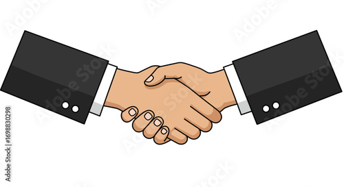 Business handshake in cartoon style: collaboration and agreement concept
