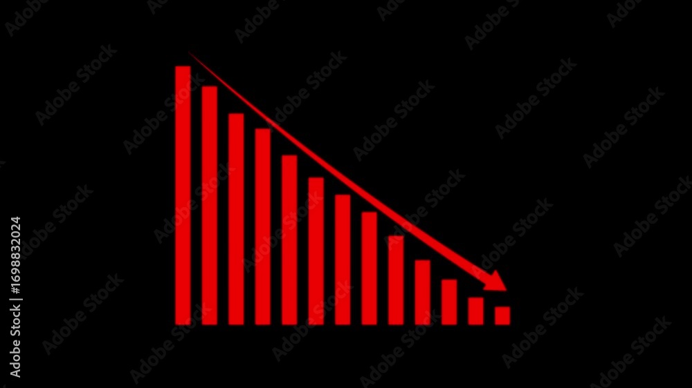 Loss concept business graph animation on black background. Bar chart ...
