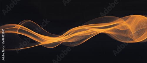 Abstract Golden Wave Glows Softly Against Dark Background Creating Flowing Curves.