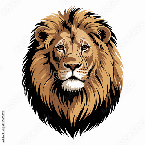 Regal African Lion with Flowing Mane Illustration