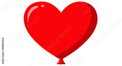 Red heart balloon on white background: romantic symbol for love events