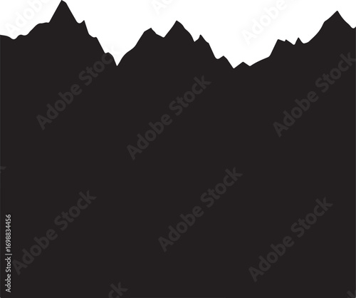 Jagged mountain range silhouette against white background