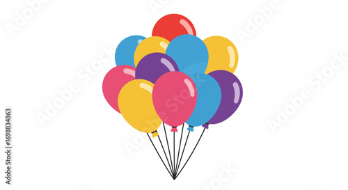 Colorful balloon bouquet on white background: vibrant party decoration