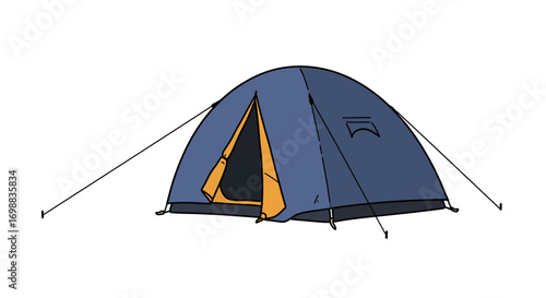 Minimalist camping tent on white background: outdoor adventure essentials
