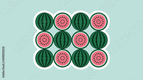 Celebrate summer with this fresh watermelon pattern, perfect for vibrant designs or refreshing backgrounds