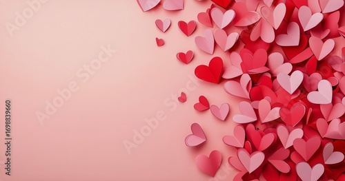 Sweet Hearts and Stars Scattered on a Pink Surface Create an Appealing Background.