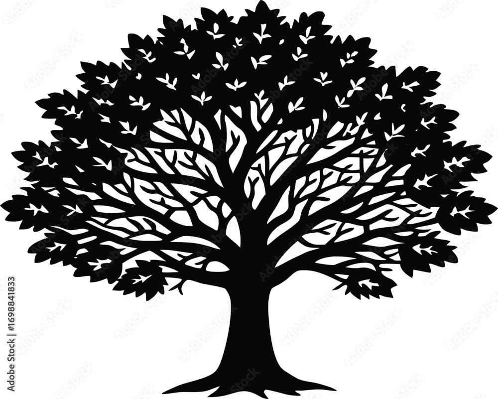 Obraz premium Elm Tree Silhouette Design | Elm Tree Outline Illustration