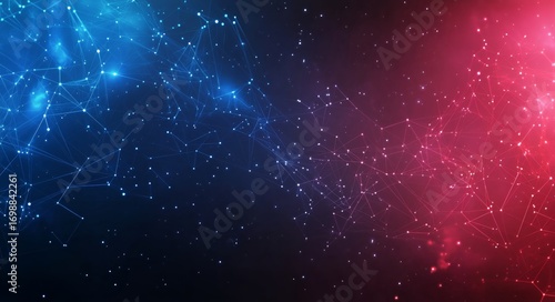 Abstract Data Connections With Blue and Red Gradients on a Dark Background at...