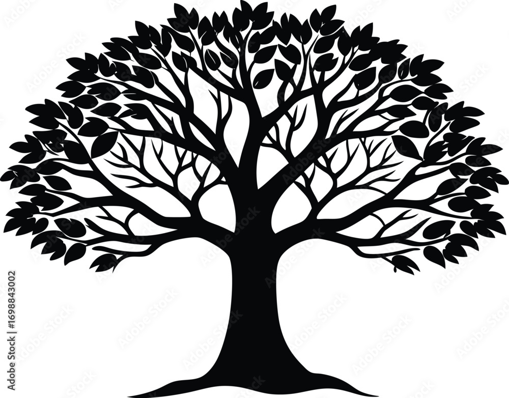 Obraz premium Ironwood Tree Silhouette Artwork | Ironwood Tree Outline Illustration