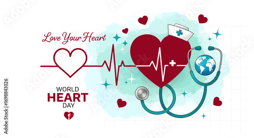 Celebrate world heart day with vitality and global health awareness heartbeat ecg