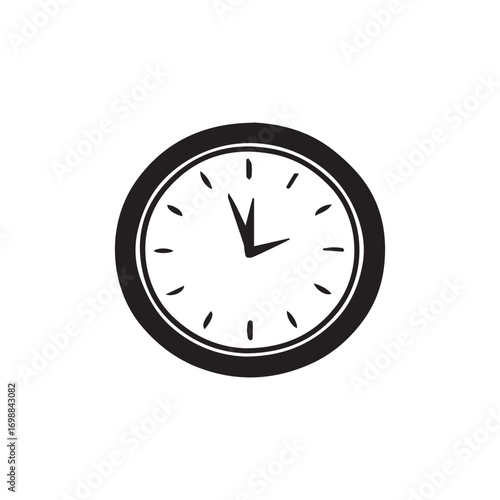 Black business clock with second hand and hours on a white background