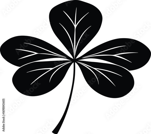 Shamrock Lucky Leaf Silhouette Design | Shamrock Leaf Outline Vector