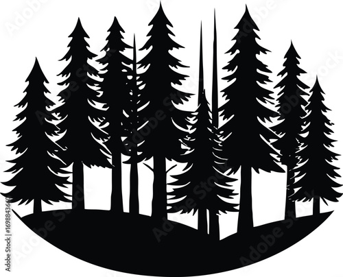 Redwood Forest Silhouette Illustration | Redwood Tree Outline Design
