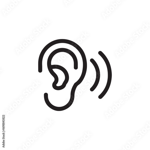 Human ear icon isolated on white background