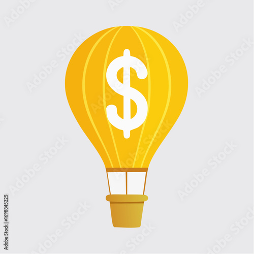 Financial Growth Concept: An Artistic Representation of Monetary Expansion Symbolized by Balloon Flight