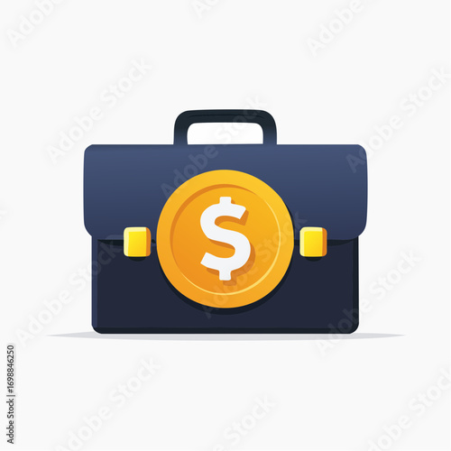 Illustration depicting a financial briefcase with a dollar symbol, business concept.