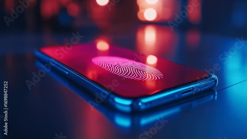 A Futuristic Mobile Device With Biometric Authentication Technology Displayed