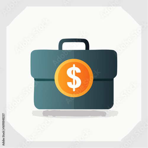Stylized Icon of a Briefcase Embellished with a Dollar Sign for Financial Concepts