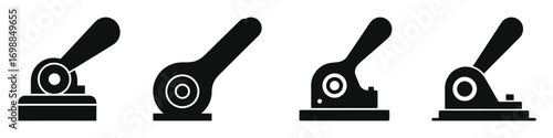 Manual Toggle Clamp Vector Icons – Black Silhouette Illustrations of Industrial Holding Clamps and Lever-Operated Tools for Manufacturing, Machining, and Work holding Applications