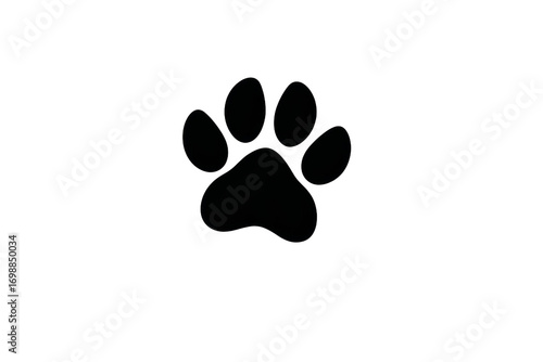 A black and white paw print