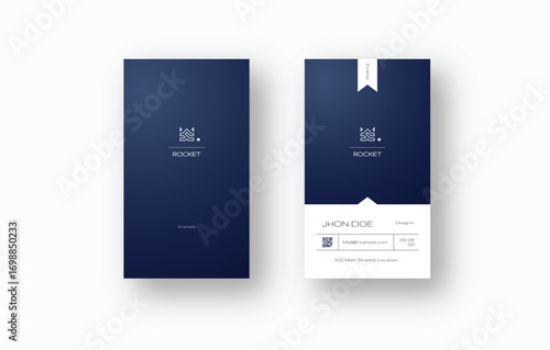 Professional Blue and White Business Card Design with Clean Style