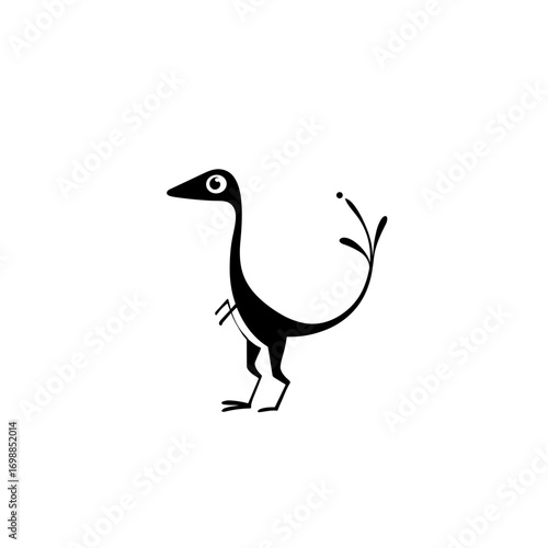 Compsognathus. Compsognathus simple black and white line art vector logo